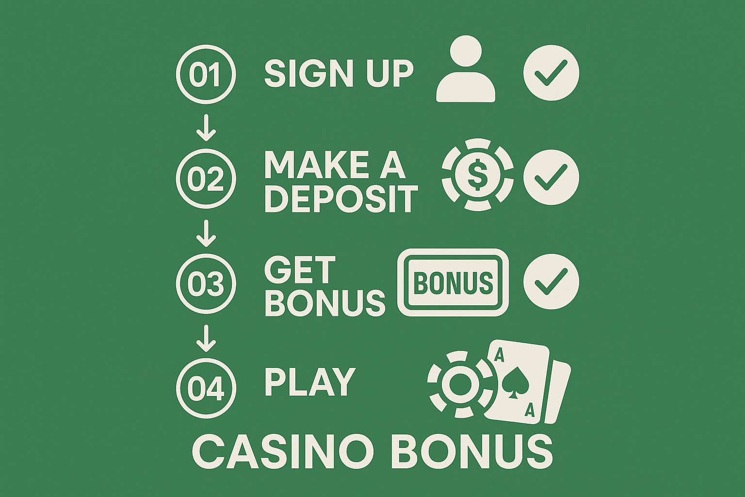 Step-by-step casino bonus claiming process infographic